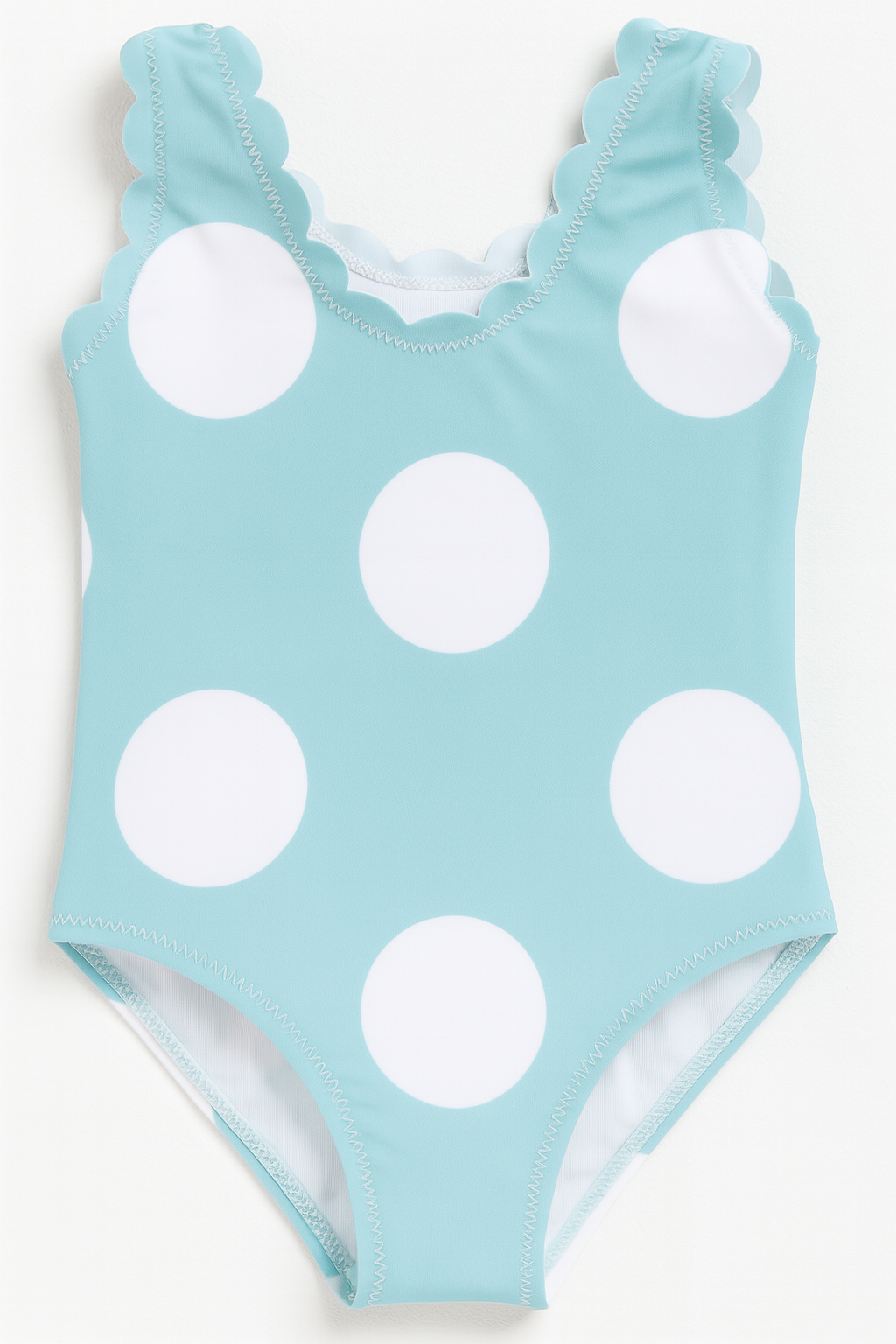 White Large Dots Blue One-Piece Toddler Girl Swimsuit