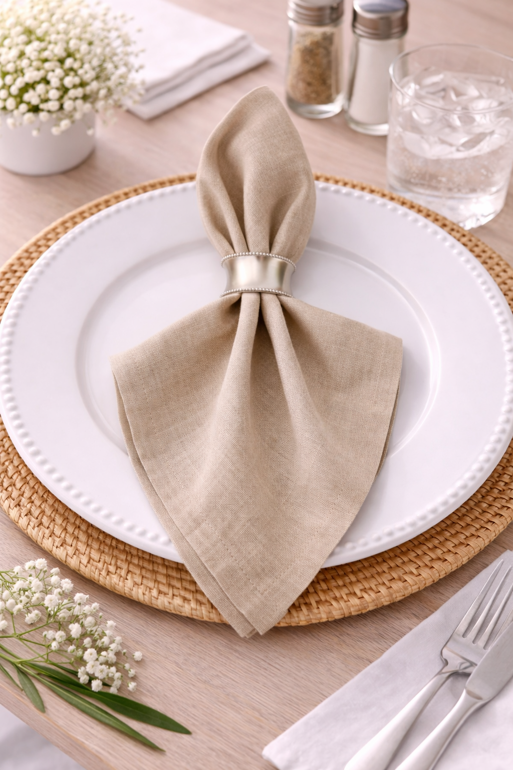 Natural Linen-Cotton Dinner Napkin – 20" x 20"