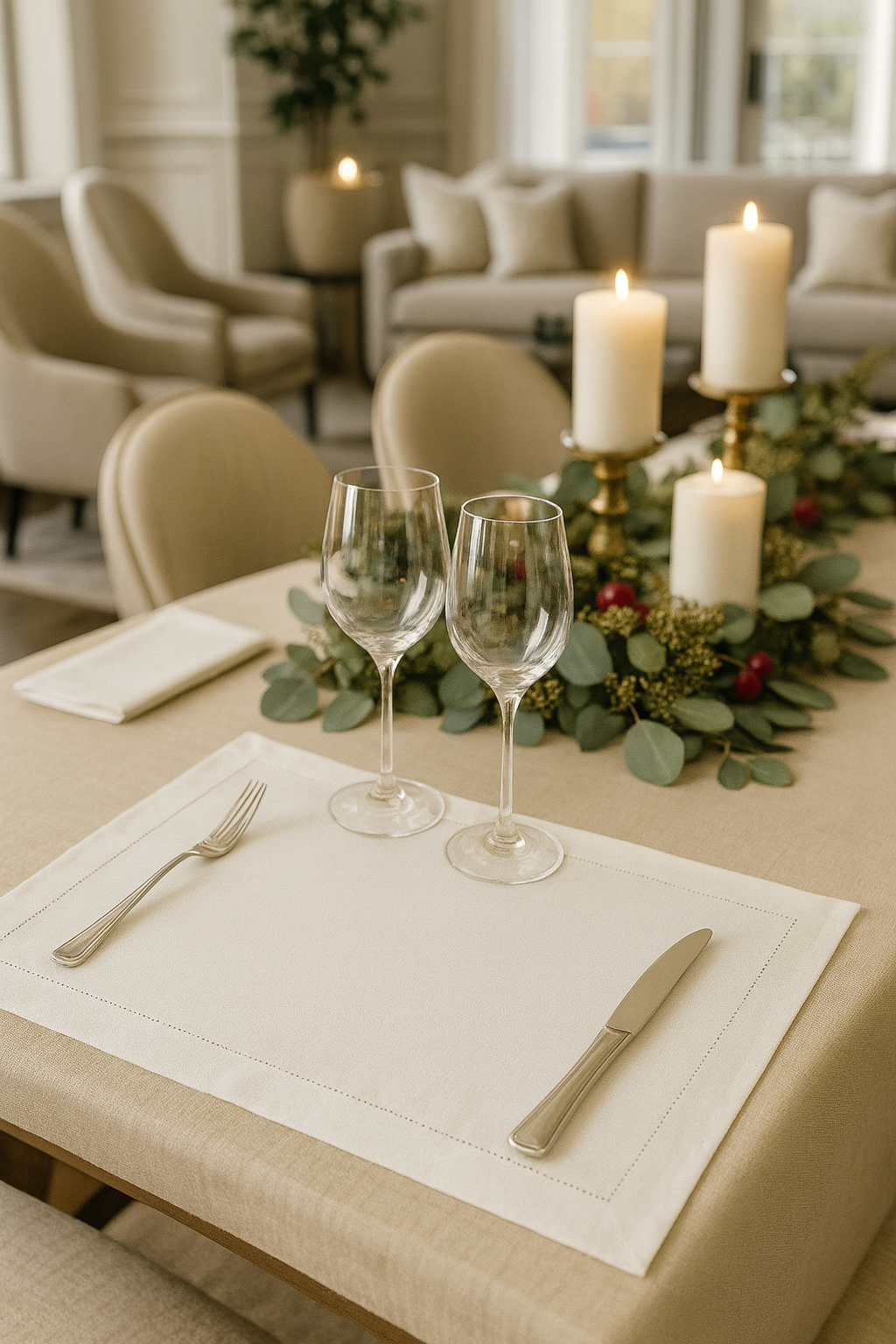 6100 - White Hemstitched Linen-Cotton Placemat
