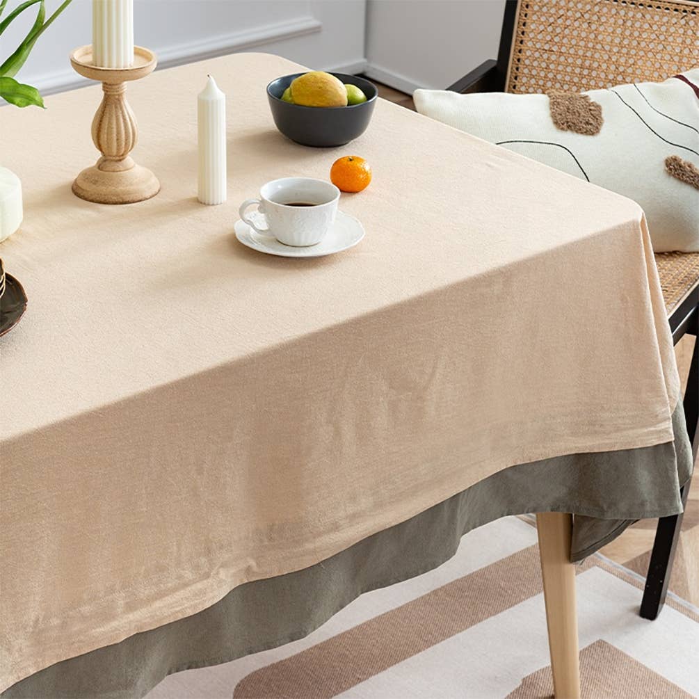 Natural & Green Double Layer Cotton Tablecloth