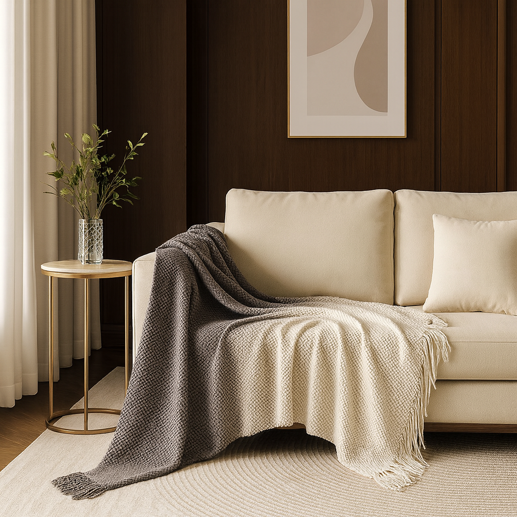 Grey Ombre Gradient Textured Throw Blanket - 50"W x 60"L