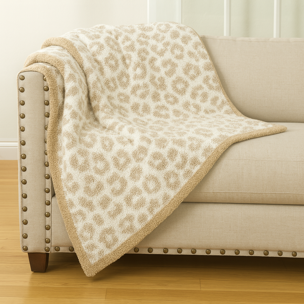 Beige Leopard Ultra Soft 50"x60" Throw Blanket