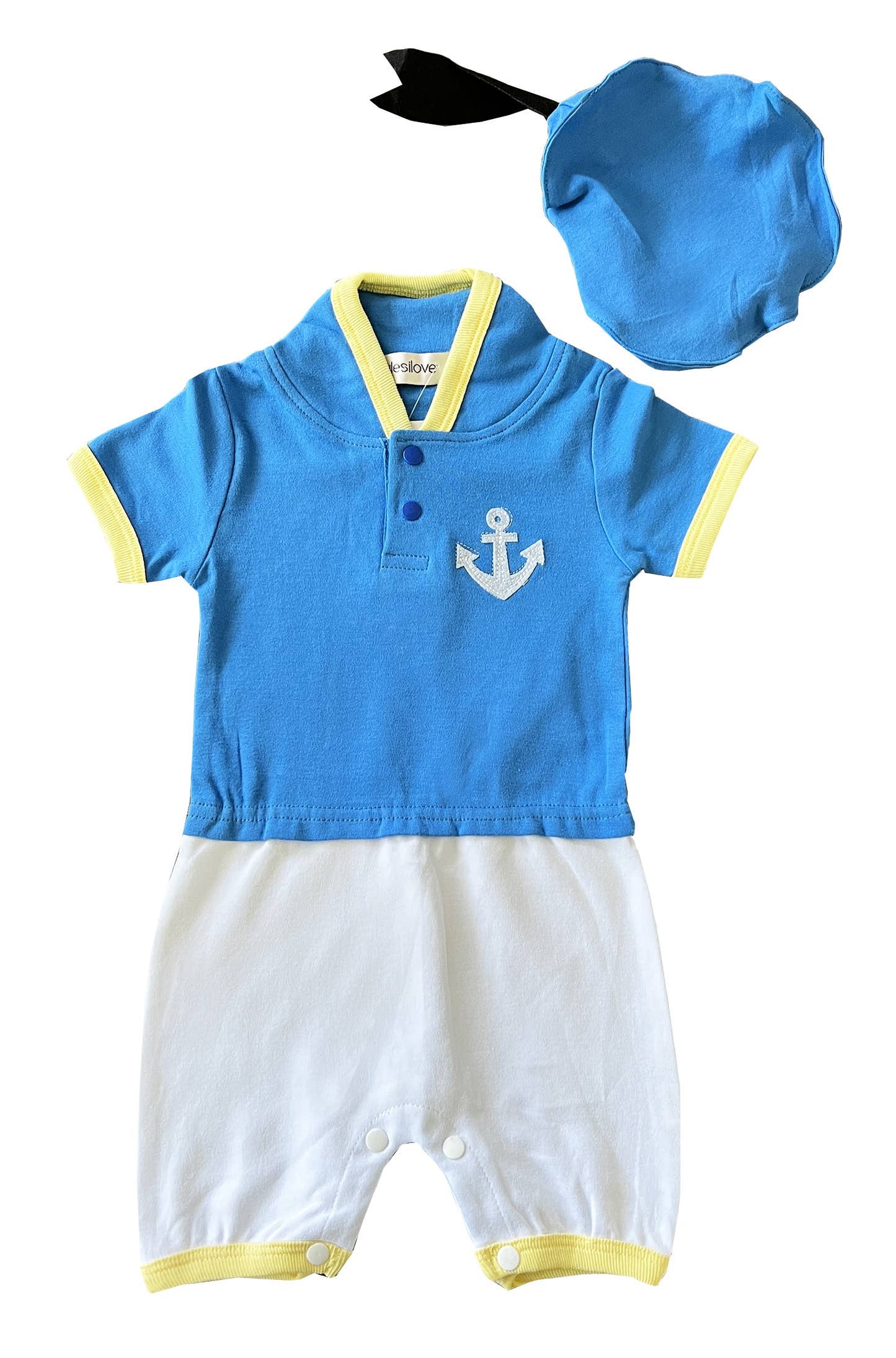 Blue Cotton Donald Duck Baby Romper & Hat