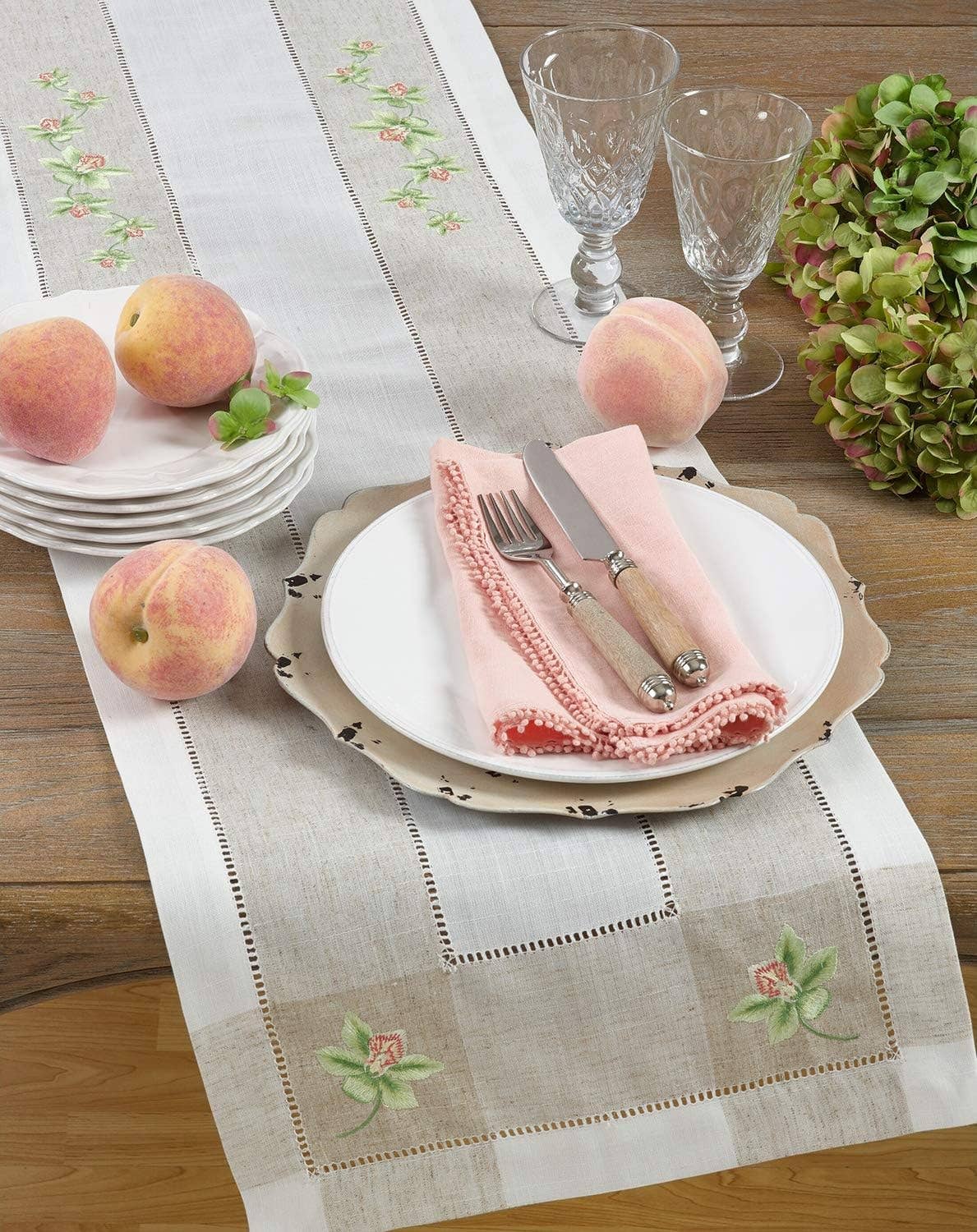2233 - Embroidered Orchid 15"x70" Table Runner