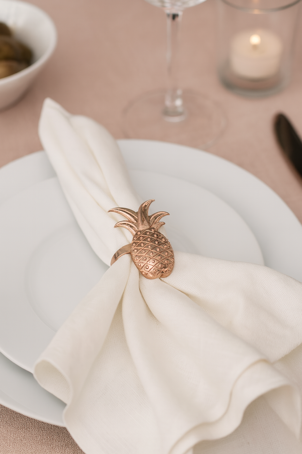 Rose Gold Pineapple Metal Napkin Holder