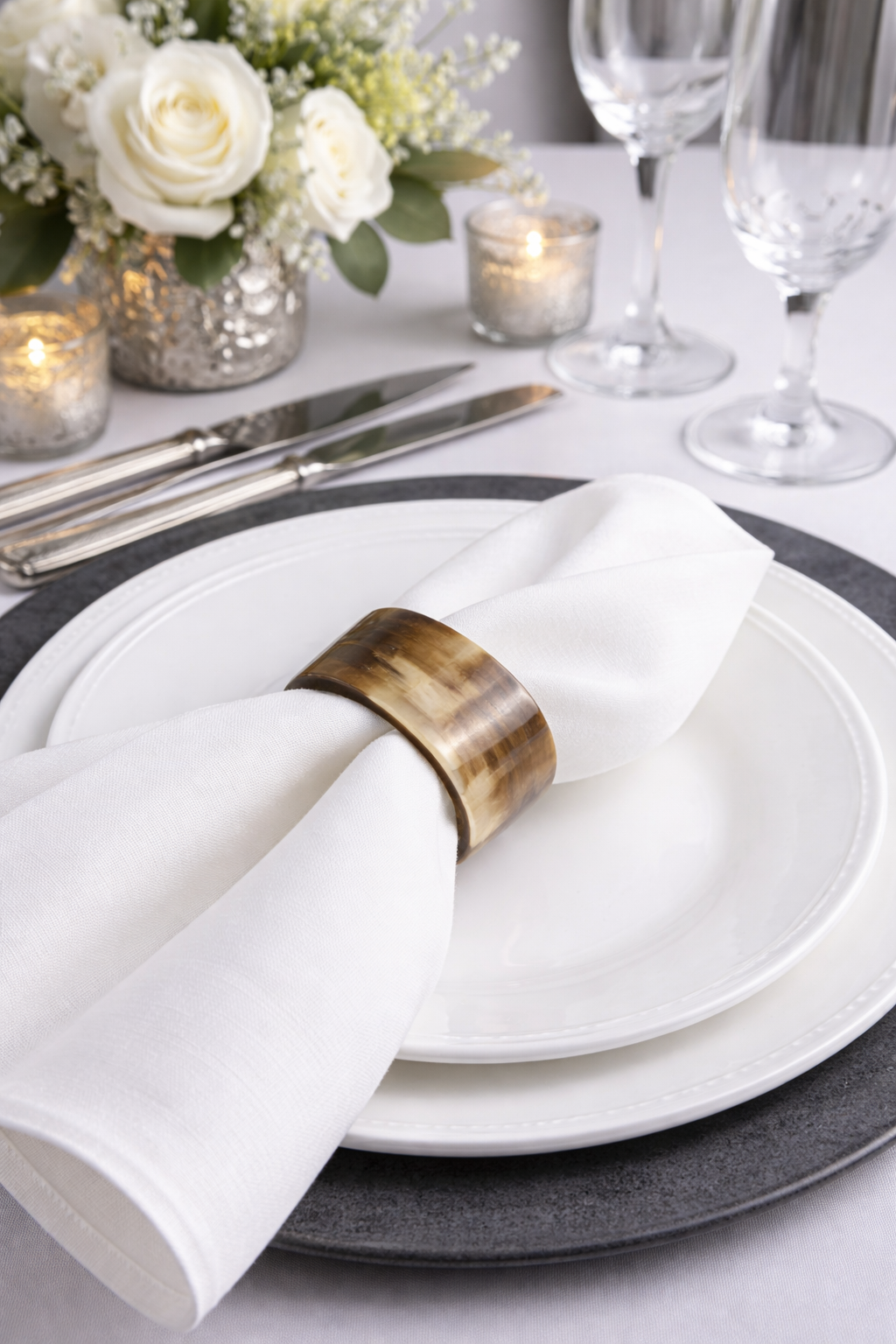 Brown Buffalo Oval Horn Napkin Ring