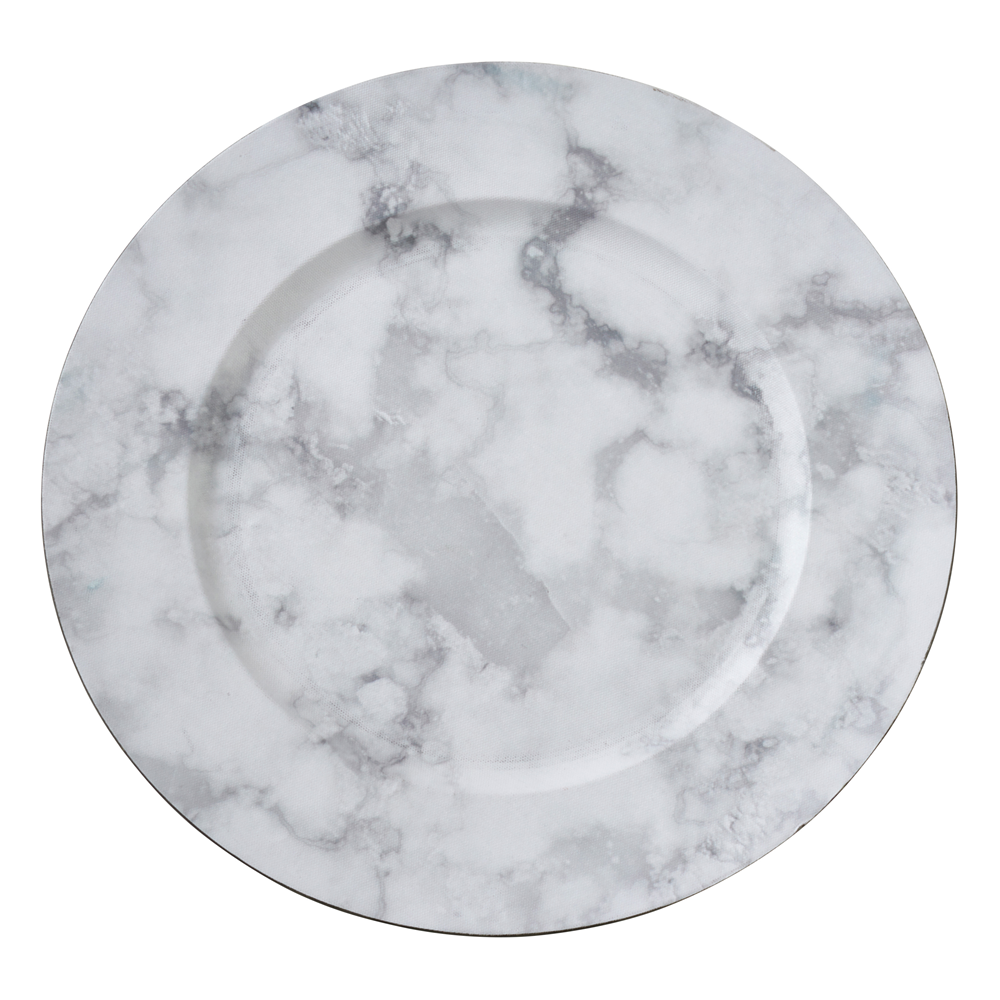 Grey-White Marble 14" Round Charger Plate