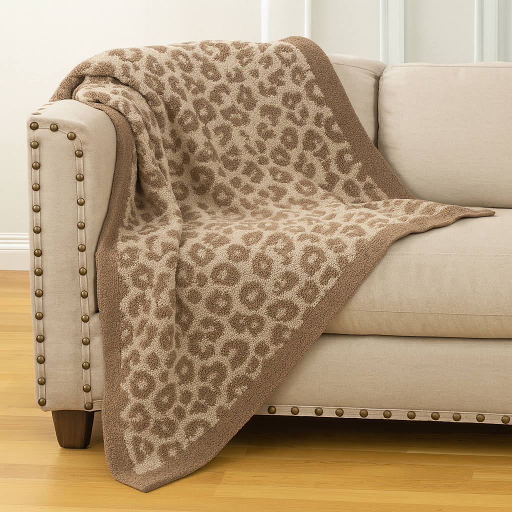 Taupe-Gray Leopard Ultra Soft 50"x60" Throw Blanket