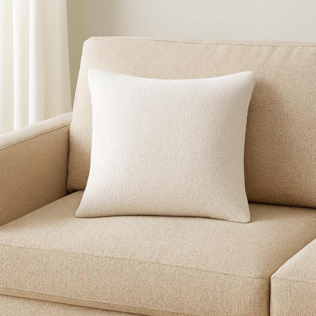 Ivory 18" Nubby Weave Minimalist Throw Pillow