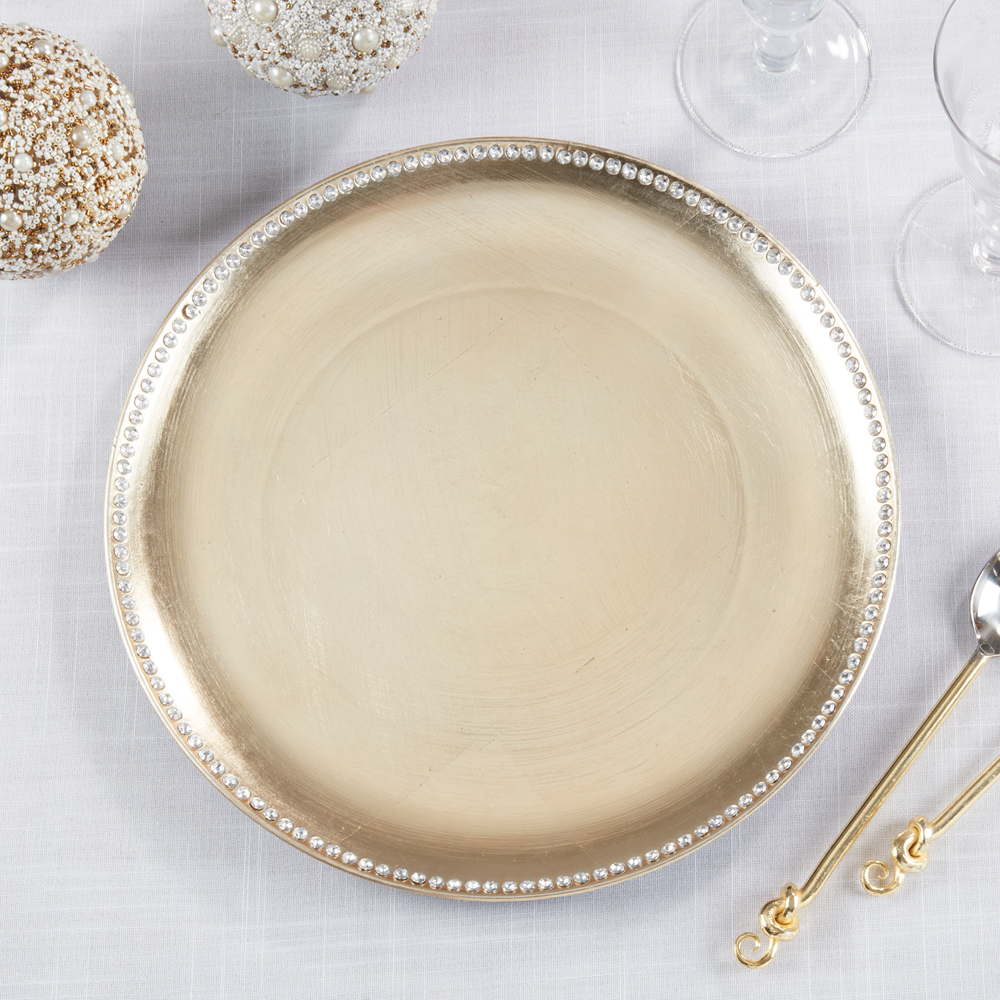 Champagne Studded 13" Charger Plate