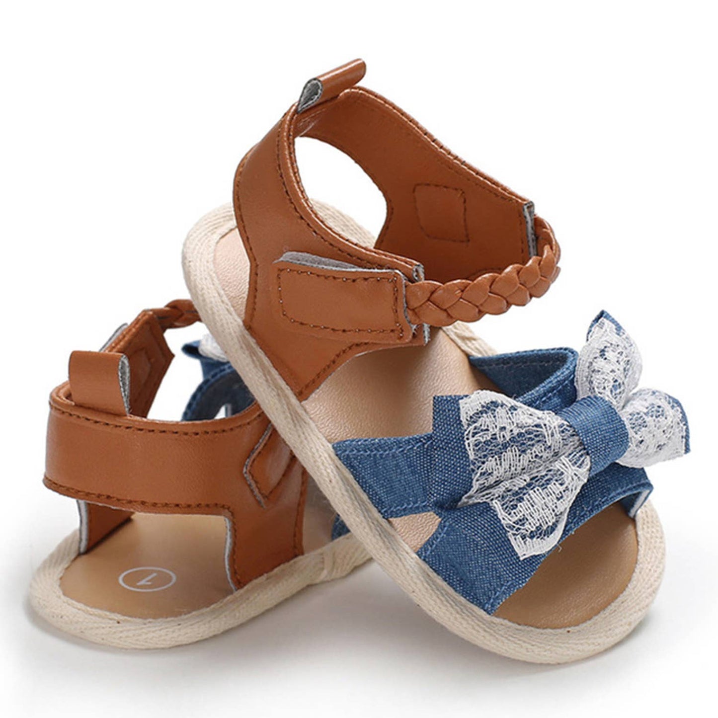 Lace Bowknot Anti-Slip Soft Sole Baby Sandal Crib Shoes