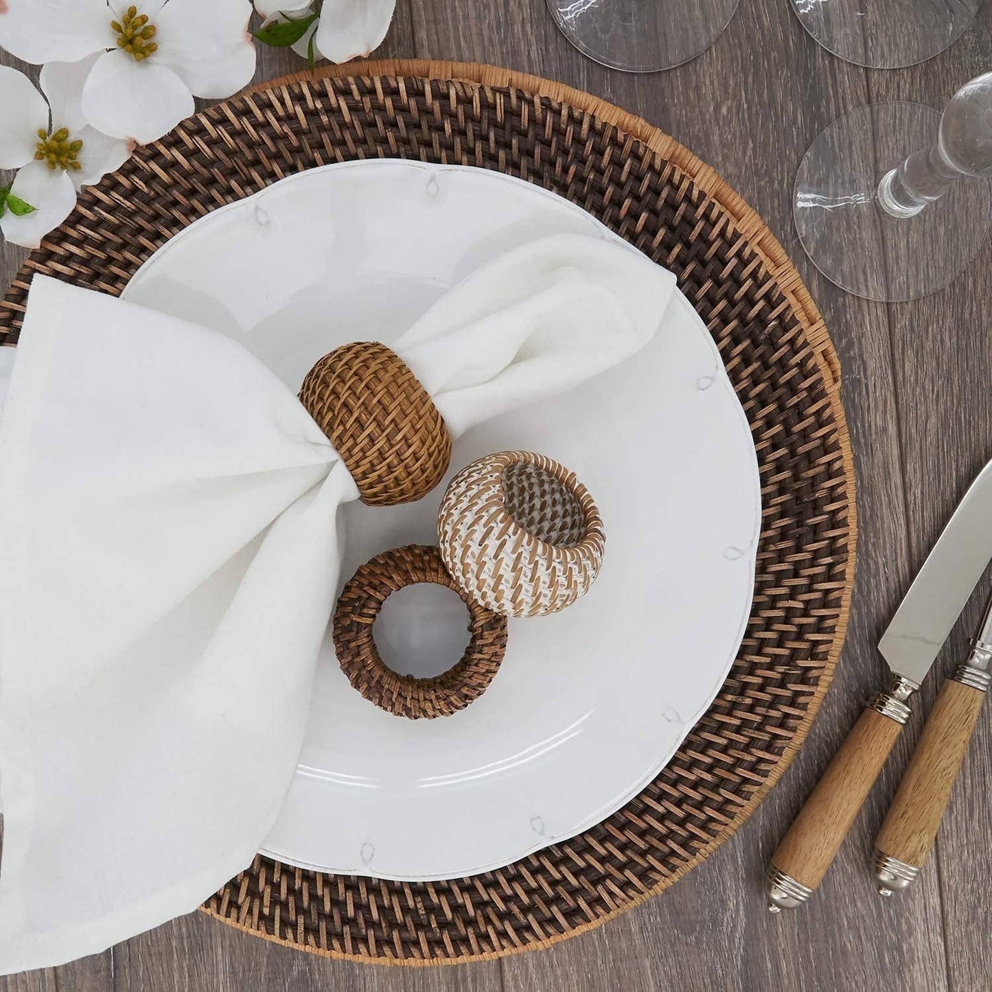Hand-Woven Rattan Napkin Ring – 3 Colors Available