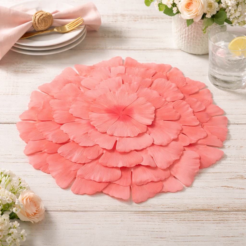 Peach Ginkgo Leaf 14" Round Placemats