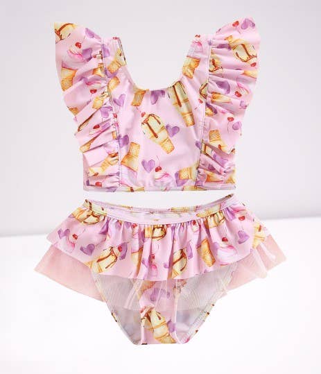 Lilac Ice-Cream 2pcs Girl Swimsuit