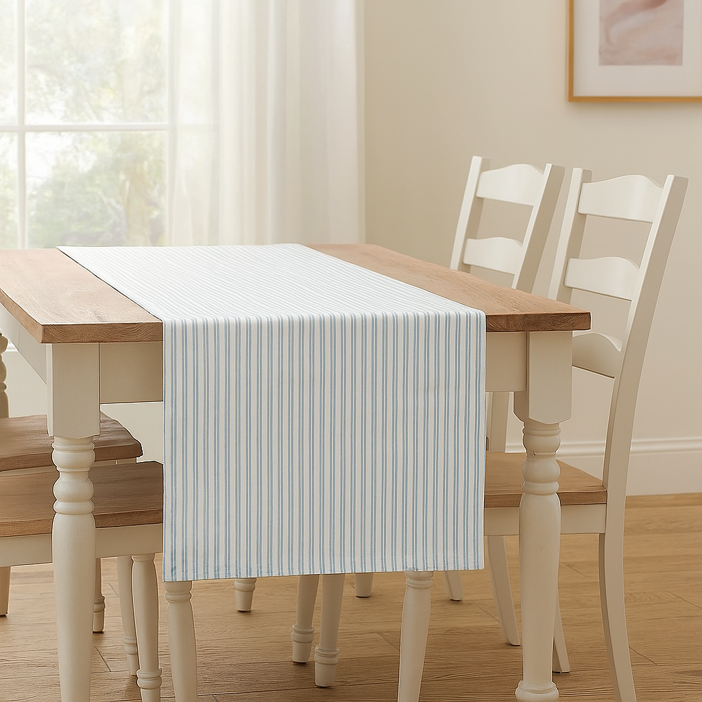 Green Classic Striped Table Runner