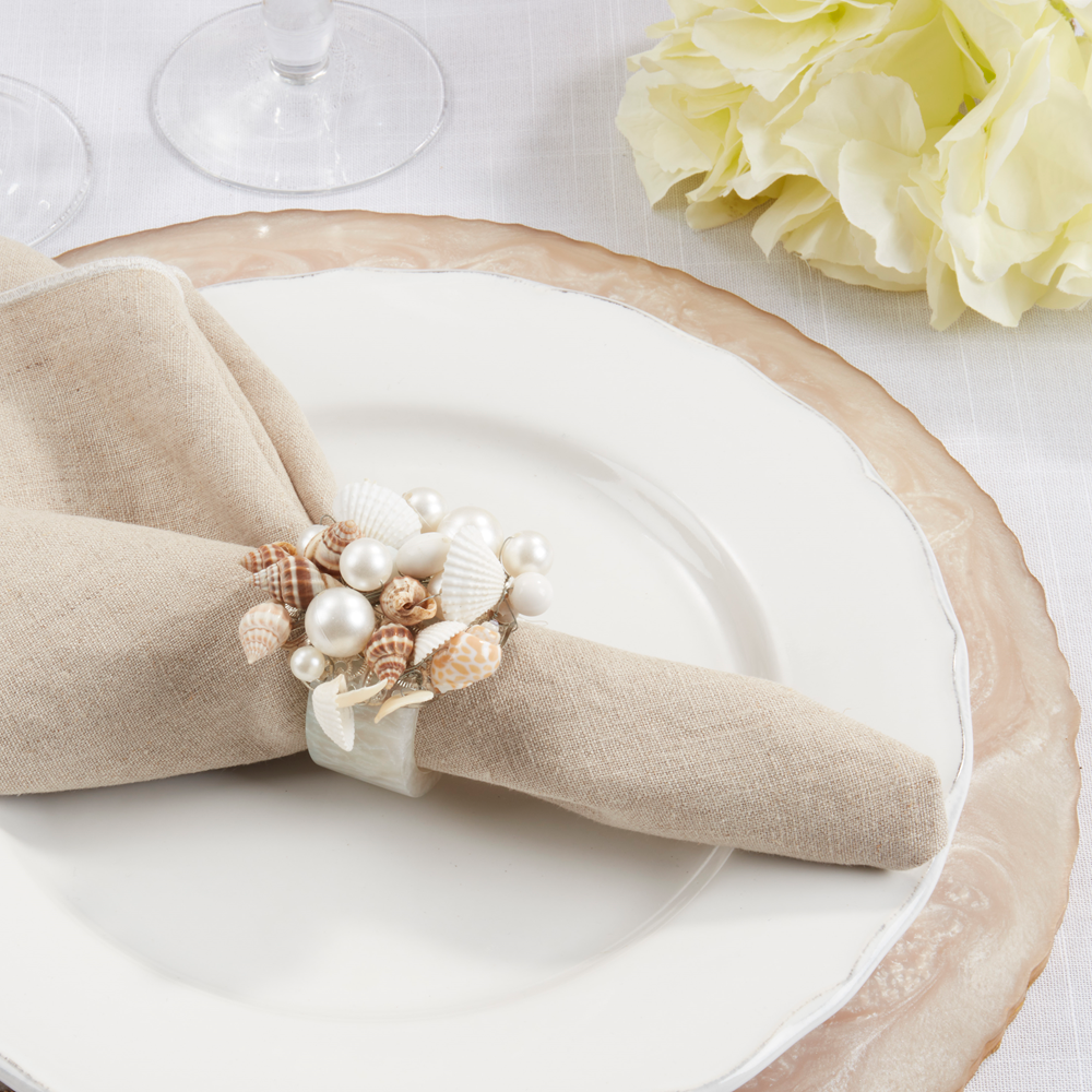 Ivory Seashell Beaded & Resin Napkin Ring