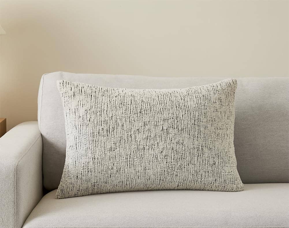 PLW0169 - White/Black 12"X20" Nubby Weave Minimalist Throw Pillow