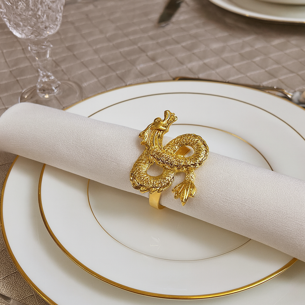 Gold Dragon Metal Napkin Holder Ring