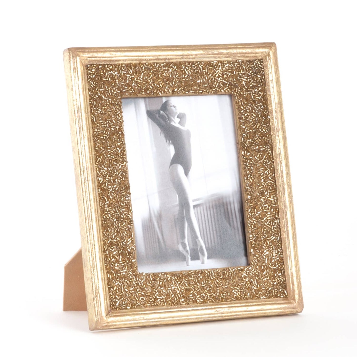 Gold Seed Bead Photo Frame - 5"x7"
