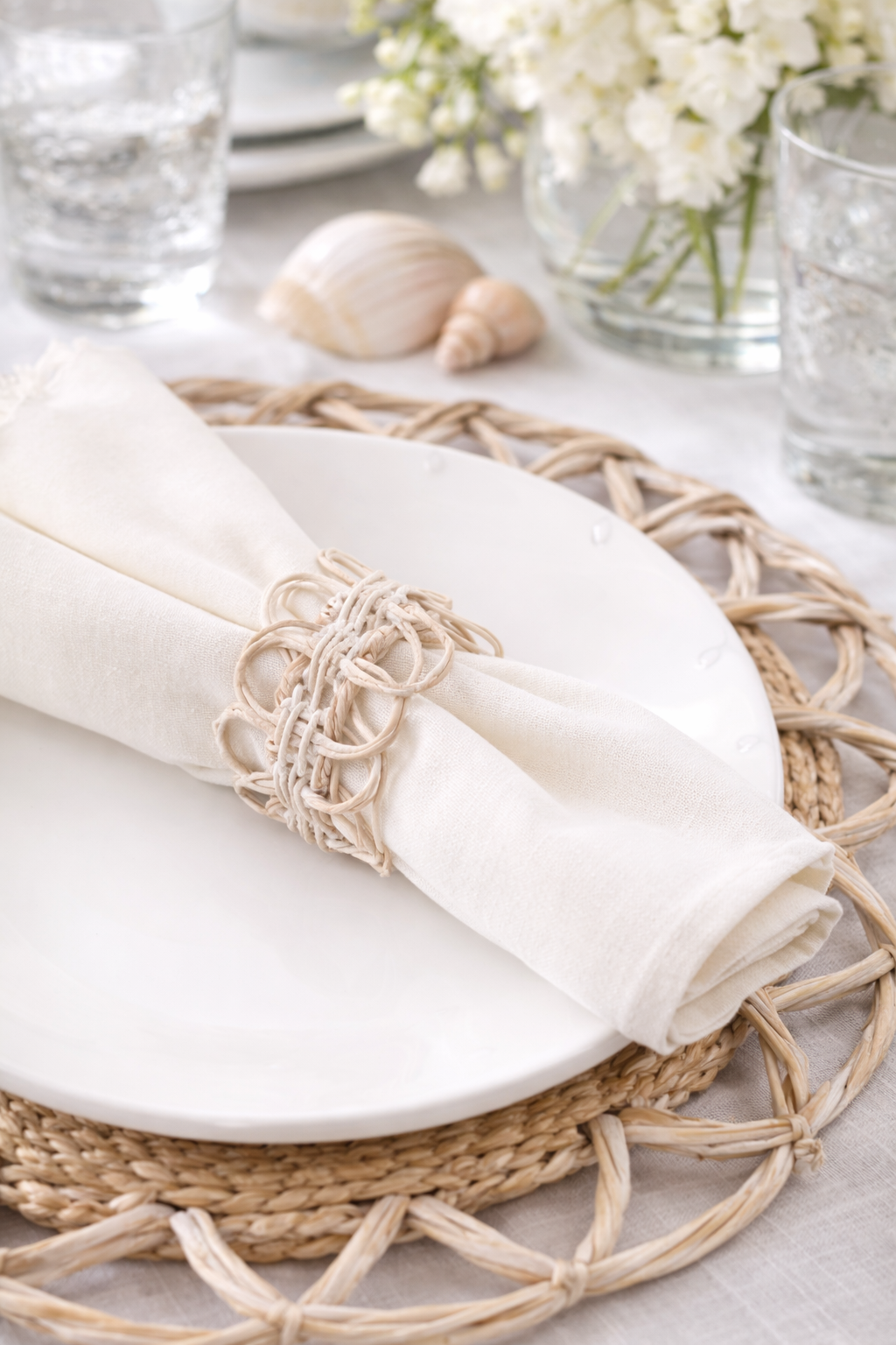 White Twisted Rattan Napkin Ring
