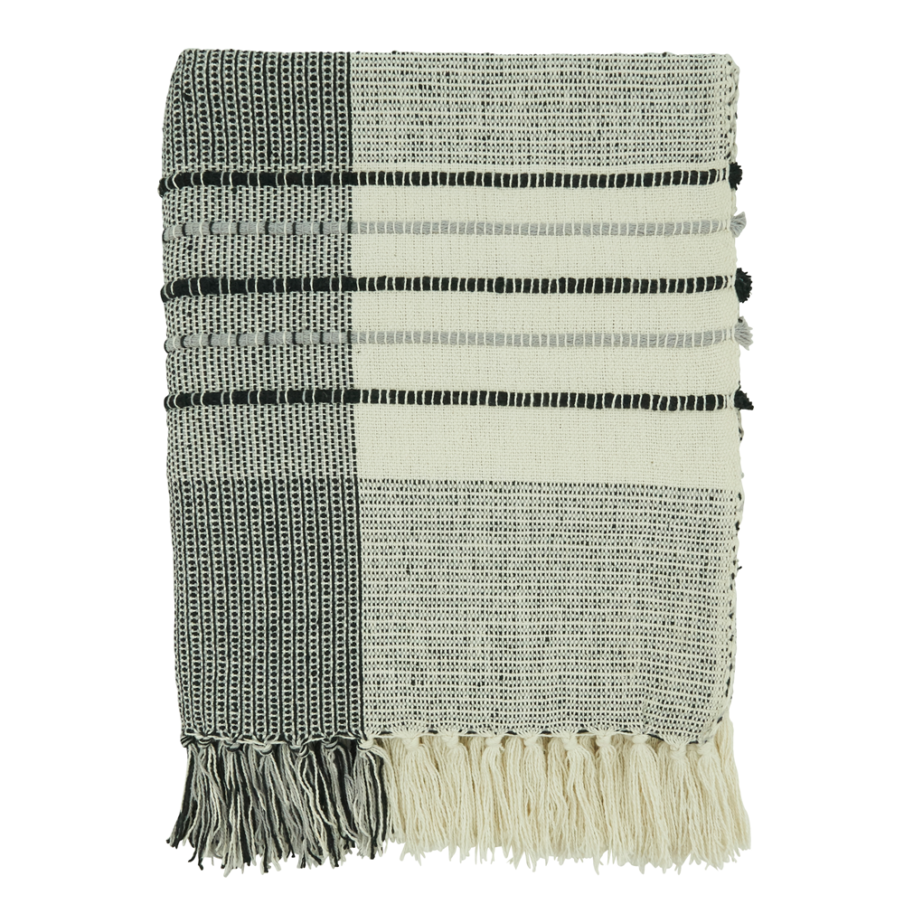Grey Strip 50"x60" Cotton Throw Blanket