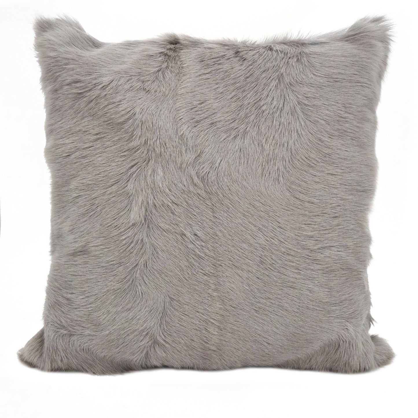 Grey Genuine Goat Fur 20x20 In Throw Pillow
