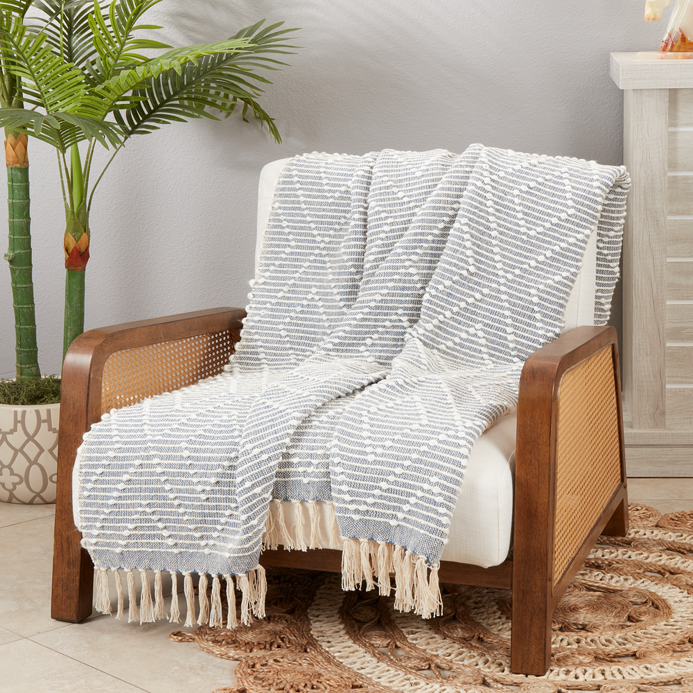 TH015 - Navy Blue Diamond Woven 50x60 Throw Blanket