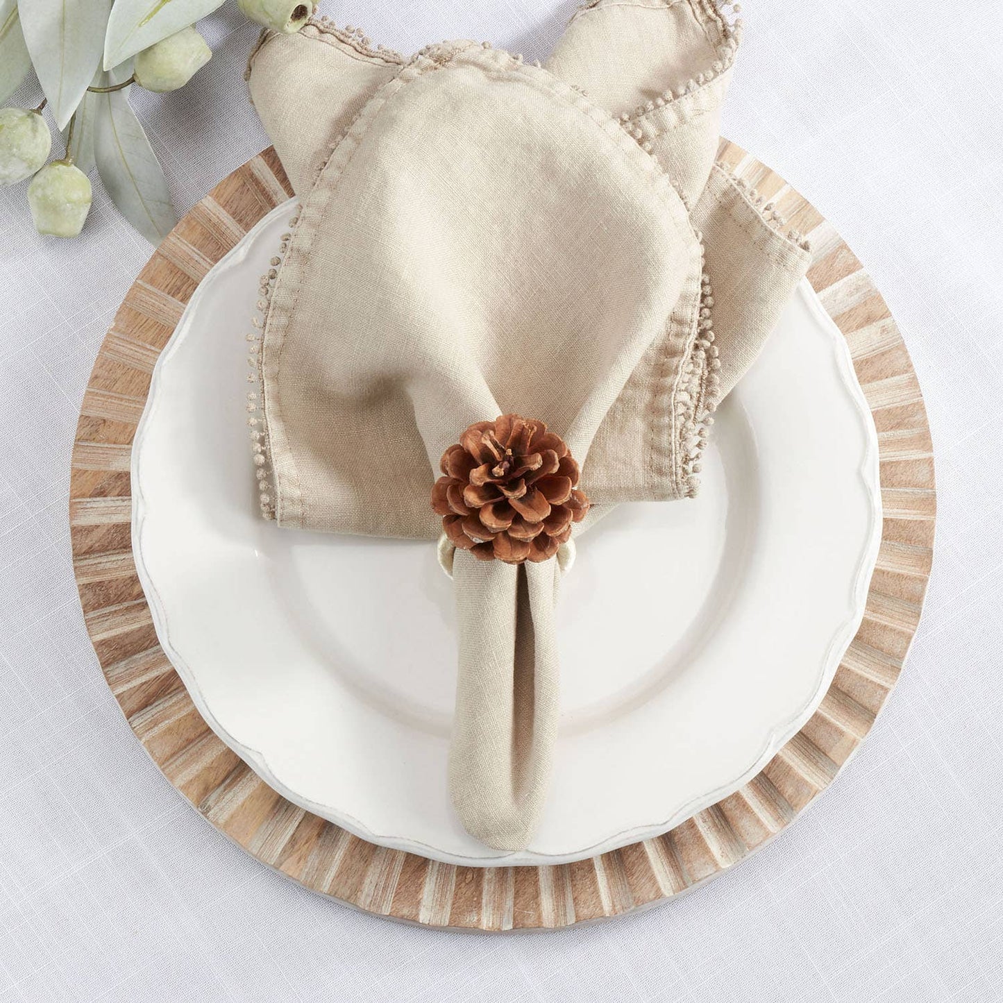 Natural Pinecone Metal Napkin Ring