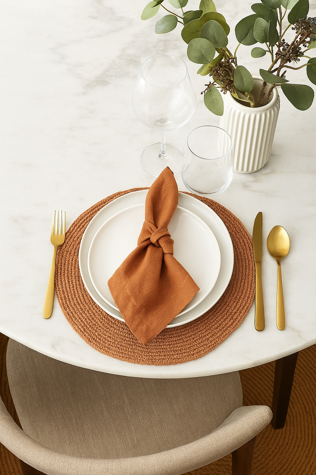 PM0012 - Brown-Orange Woven Round 14" Round Placemat