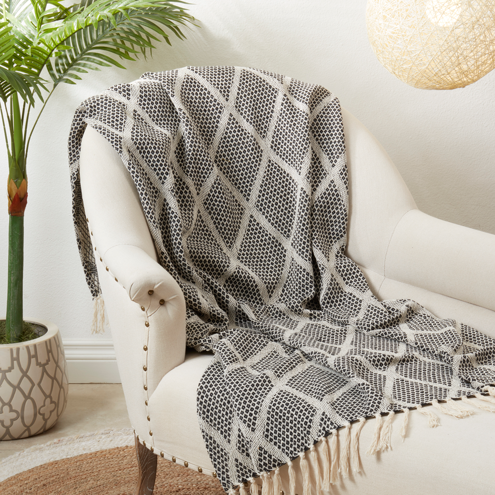 Black Diamond Cotton 50x60 Inch Throw Blanket