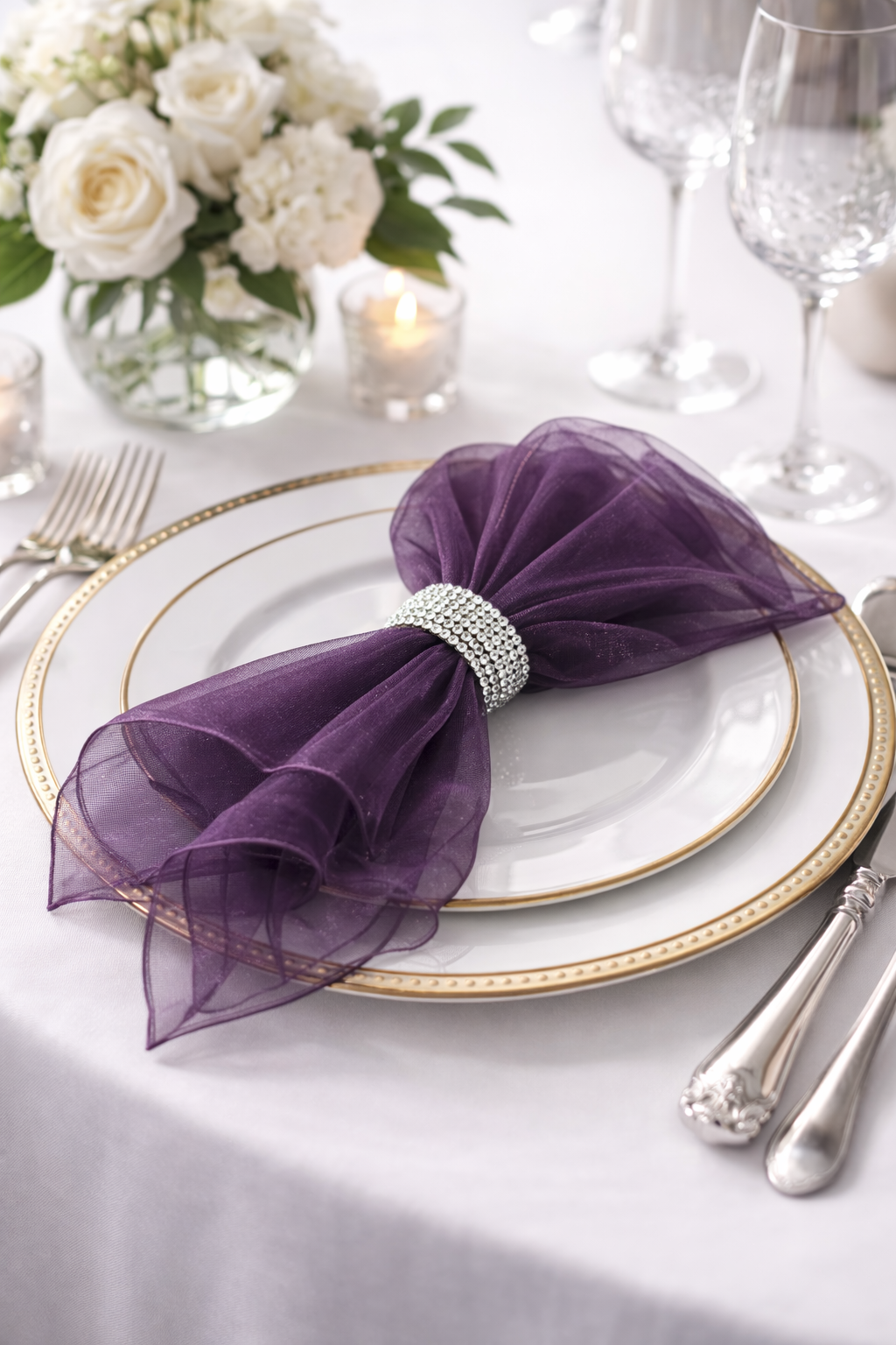 1002 - Purple Sheer Organza 20" Dinner Napkin