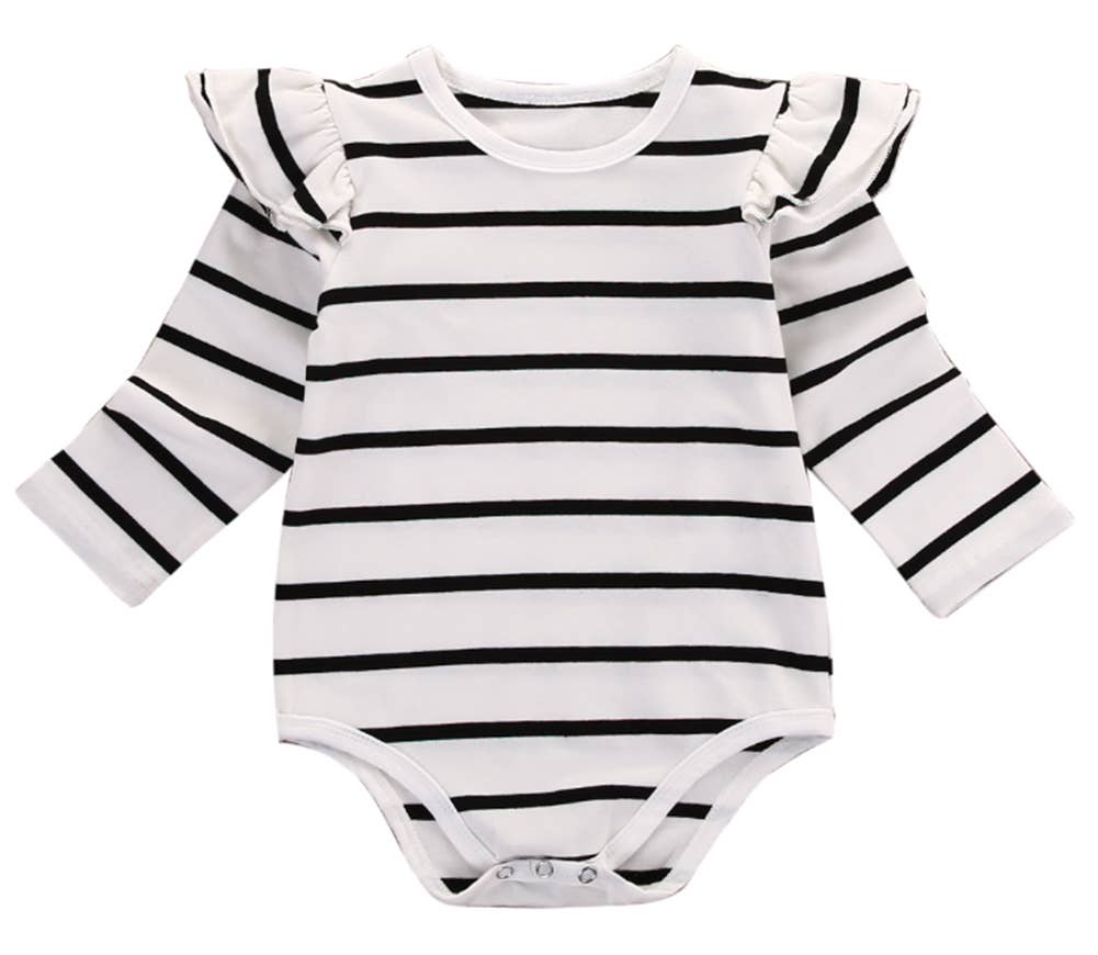 Black Stripes White Baby Bodysuit