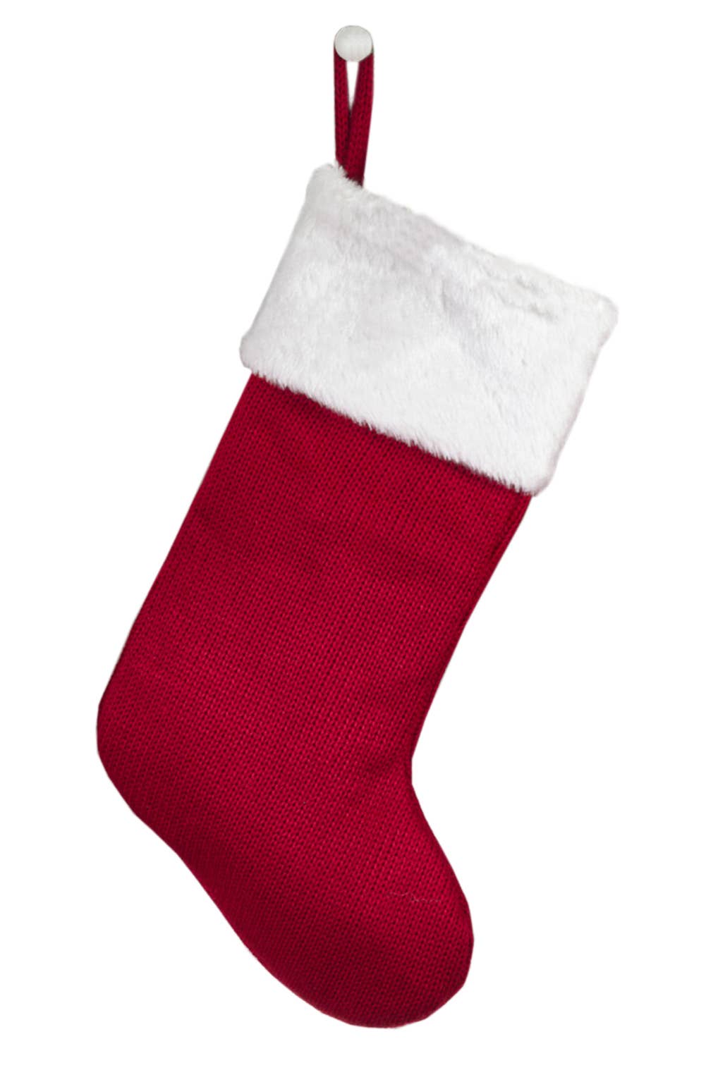 Red & White Classic Cable Knit Stripe Christmas Stocking