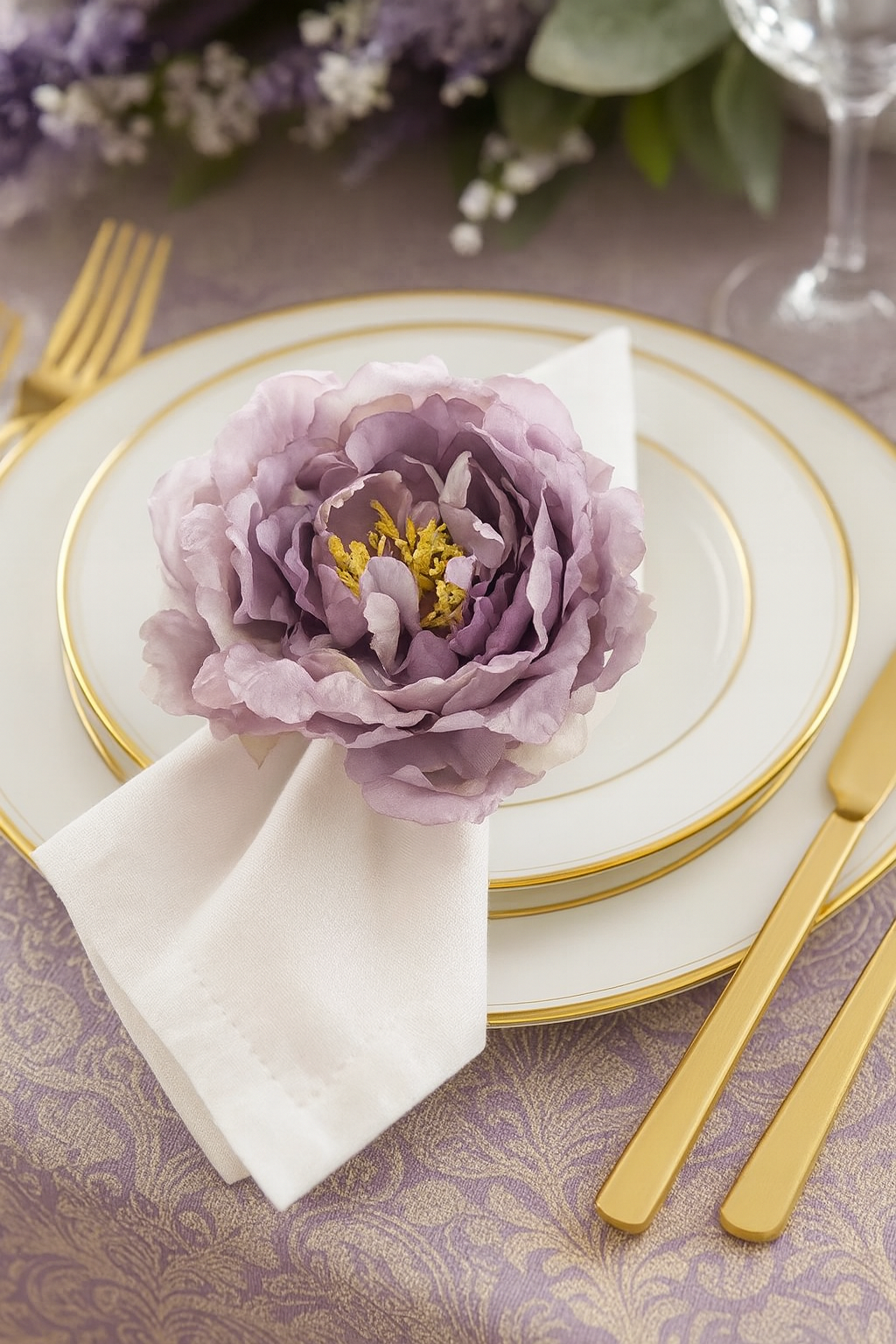 Handmade Lilac Peony Napkin Ring