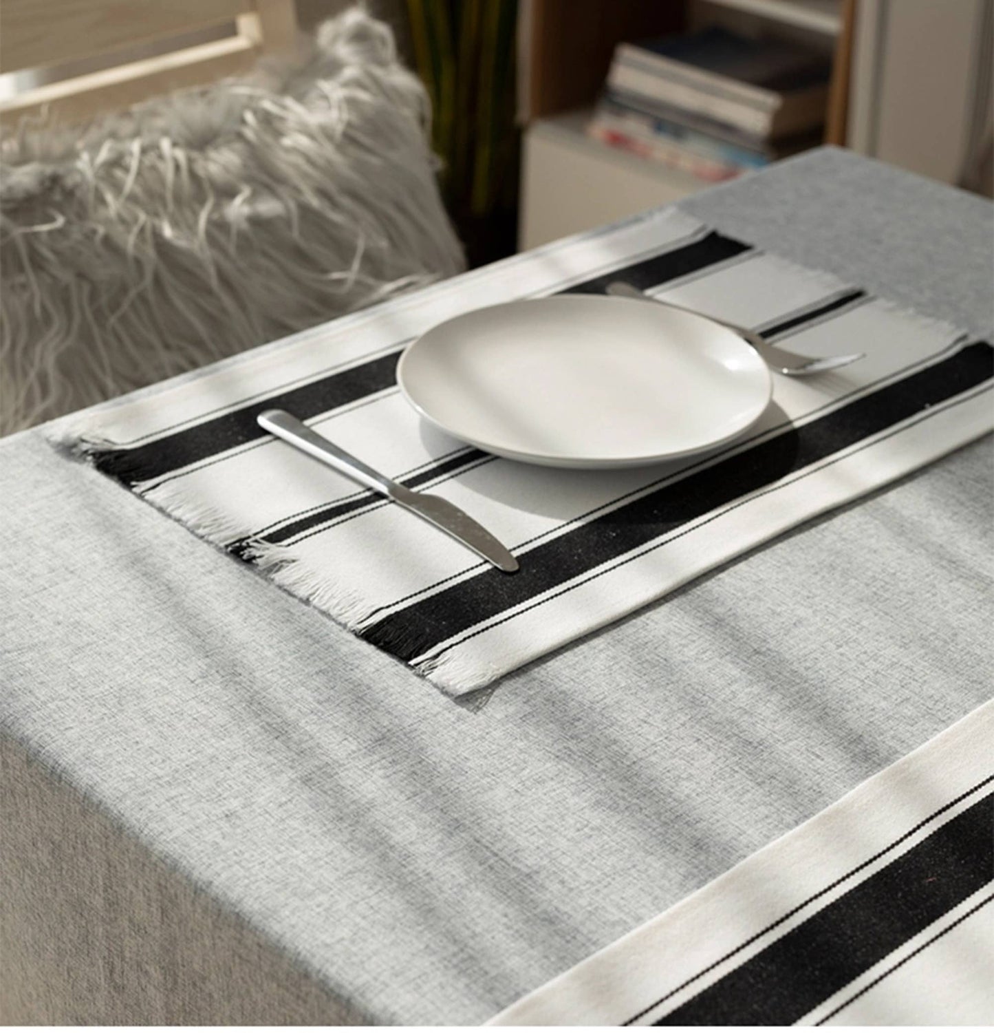 TBL0032 - Stripe Design Canvas Cotton Placemat - 13"X19"
