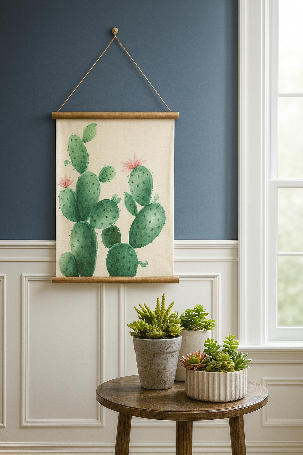 Cactus Canvas Linen Wall Art Hanging Decor