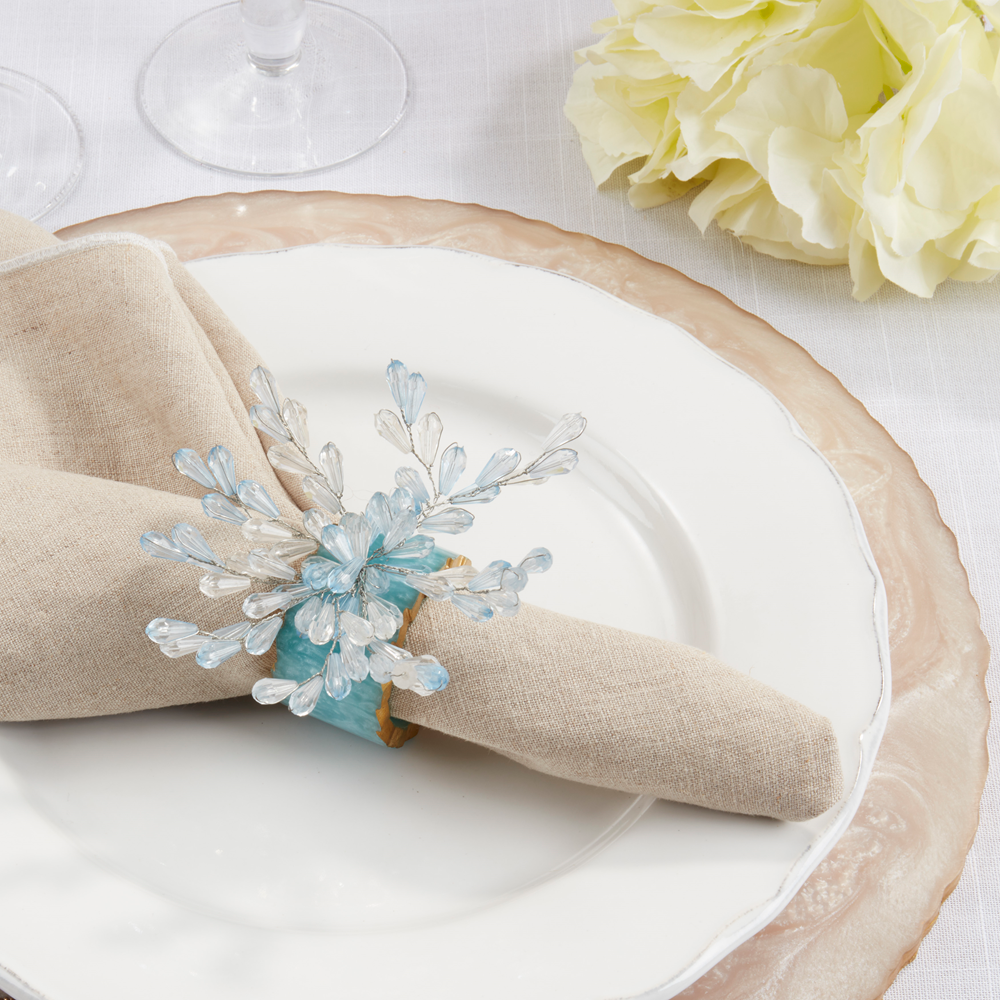 Aqua Beaded & Resin Napkin Ring