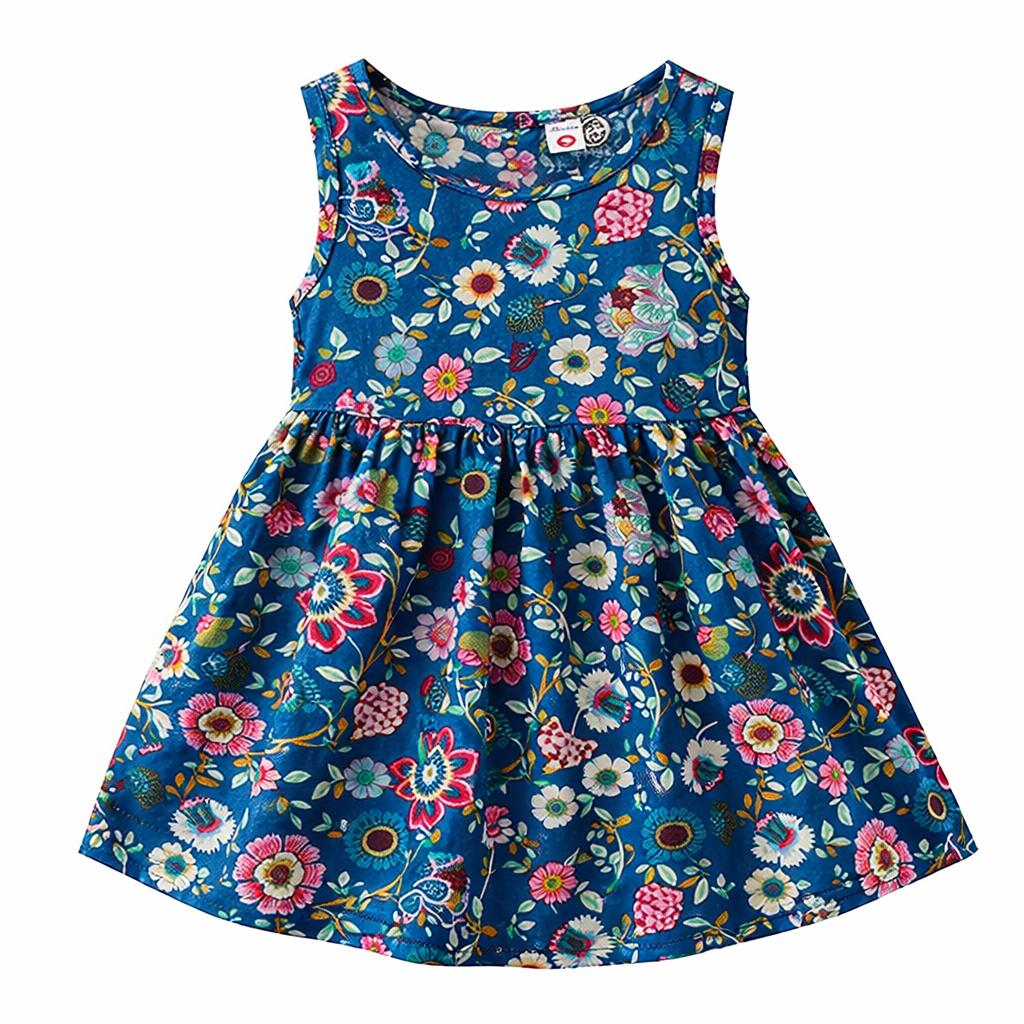Navy Blue Floral Baby Girl Dress