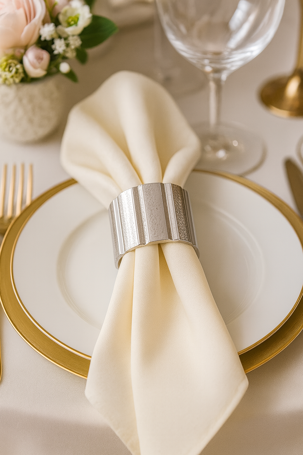 Silver Hammered Metal Napkin Ring