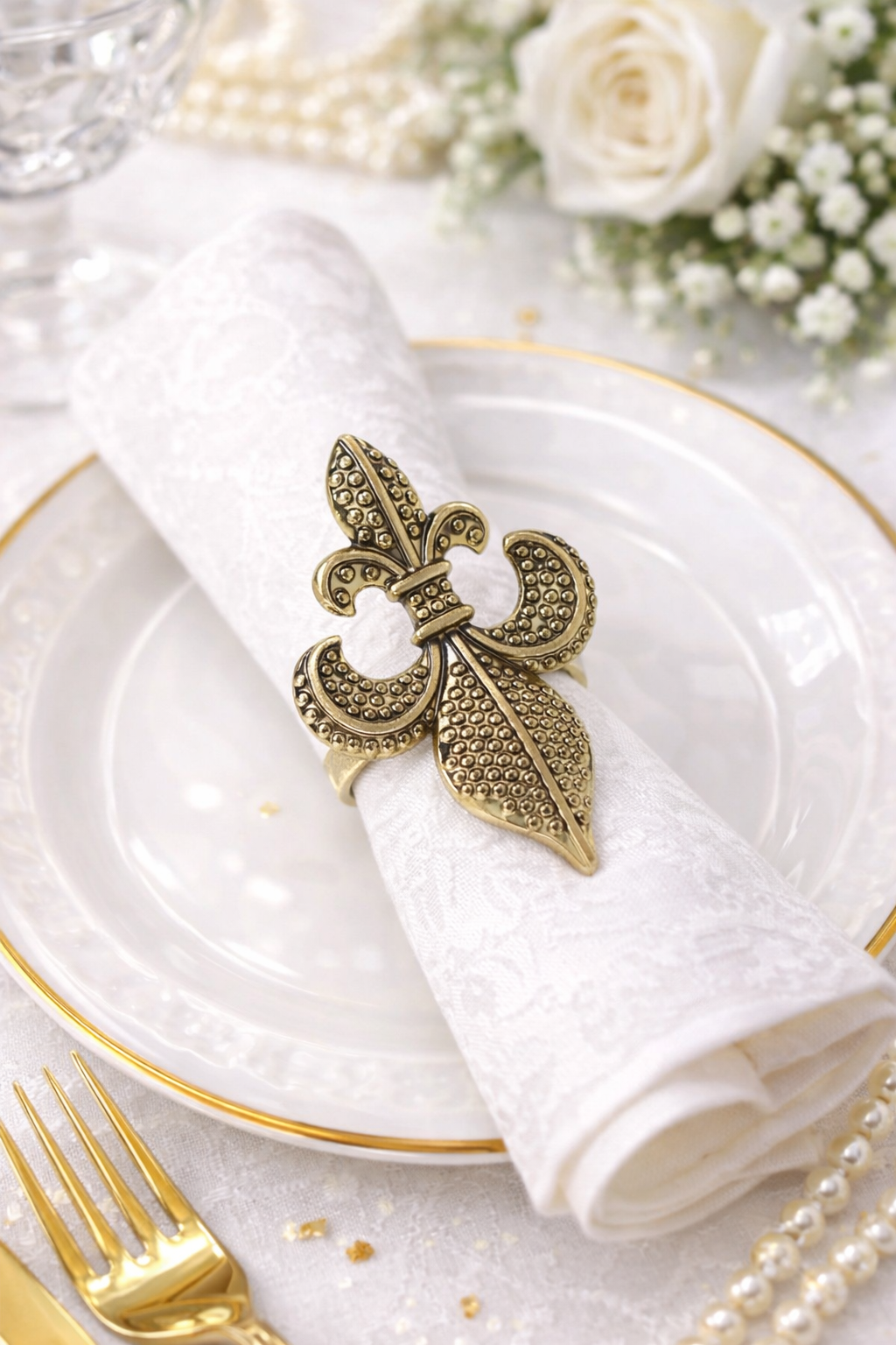 Bronze Fleur De Lis Napkin Holder Ring