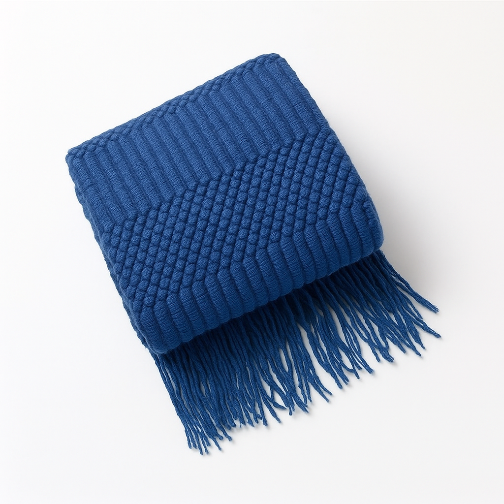 Navy Blue Waffle Stripe 50x60 Inch Throw Blanket