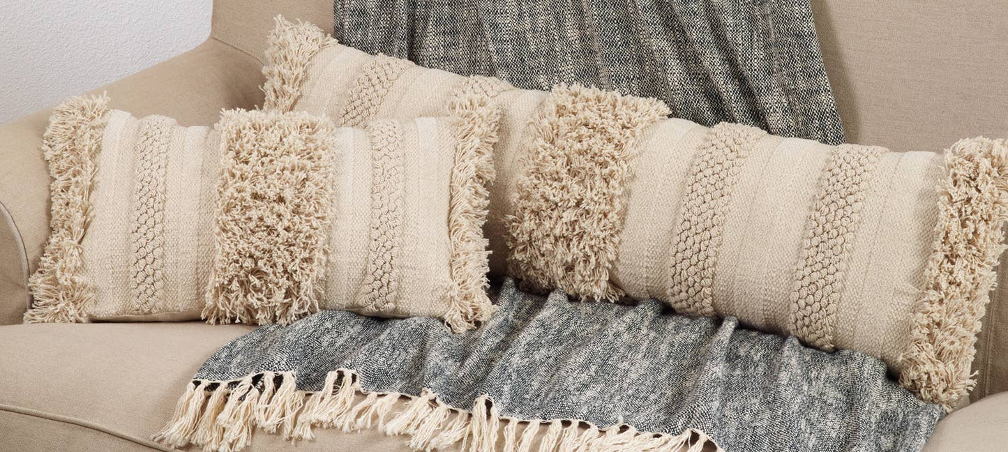 5812 - Bohemian Fringe Stripe Cotton Down Filled Throw Pillow