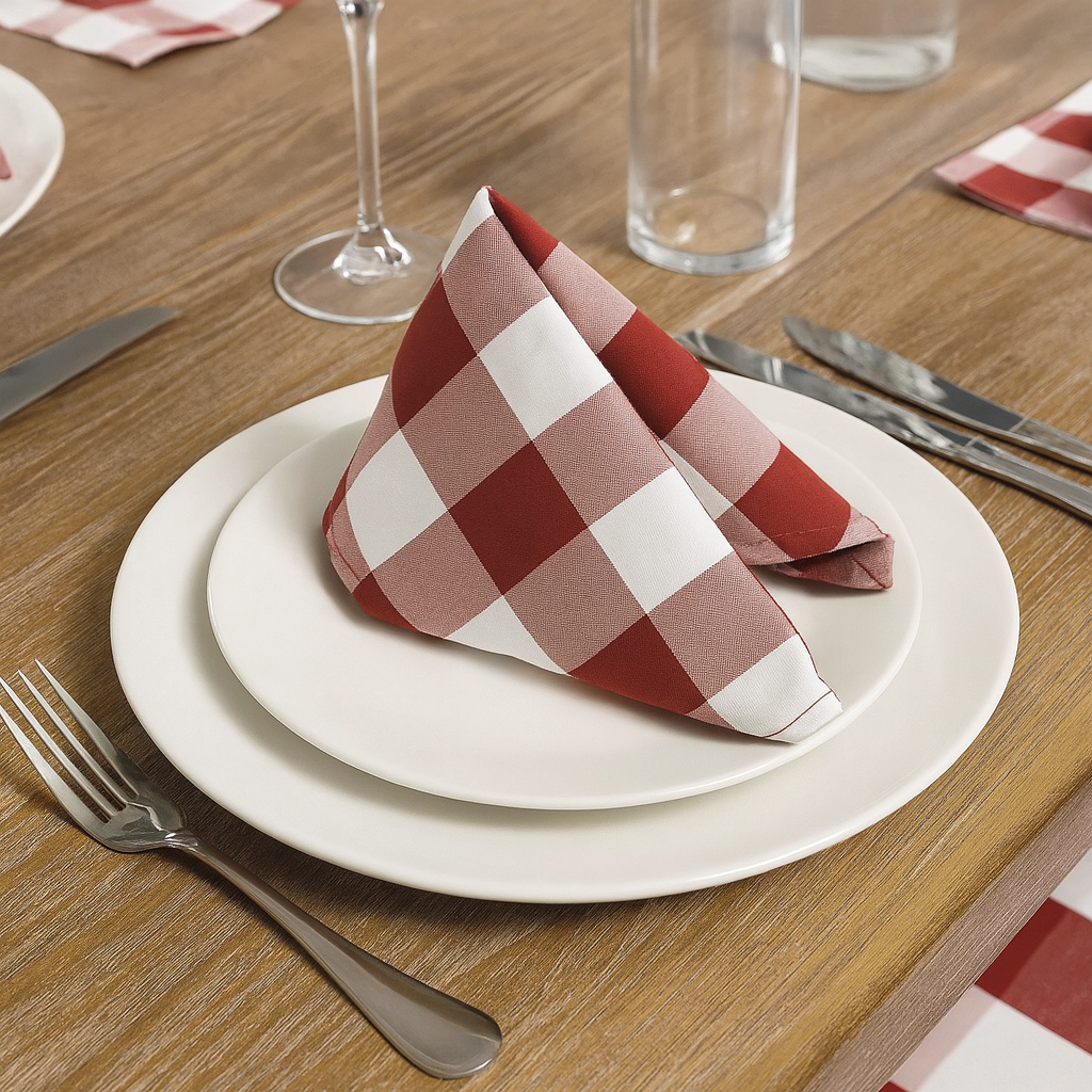 Red and White Farmhouse Plaid 18" Cloth Napkin