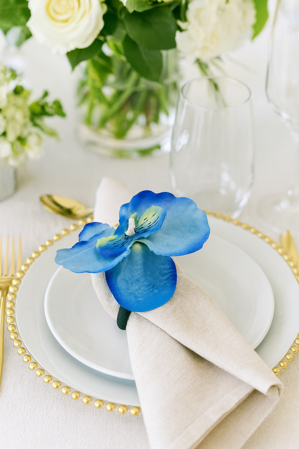 Blue Moth Orchid Flower Napkin Ring