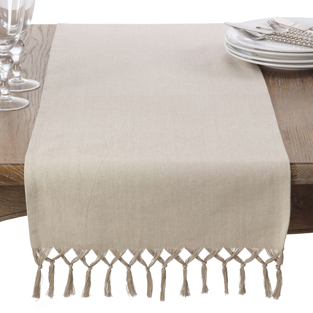 1835 - Natural Knotted Tassel Cotton Table Runner