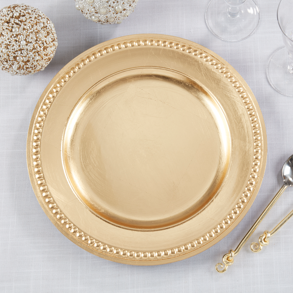 Gold Rustic Dots Design Charger Plate