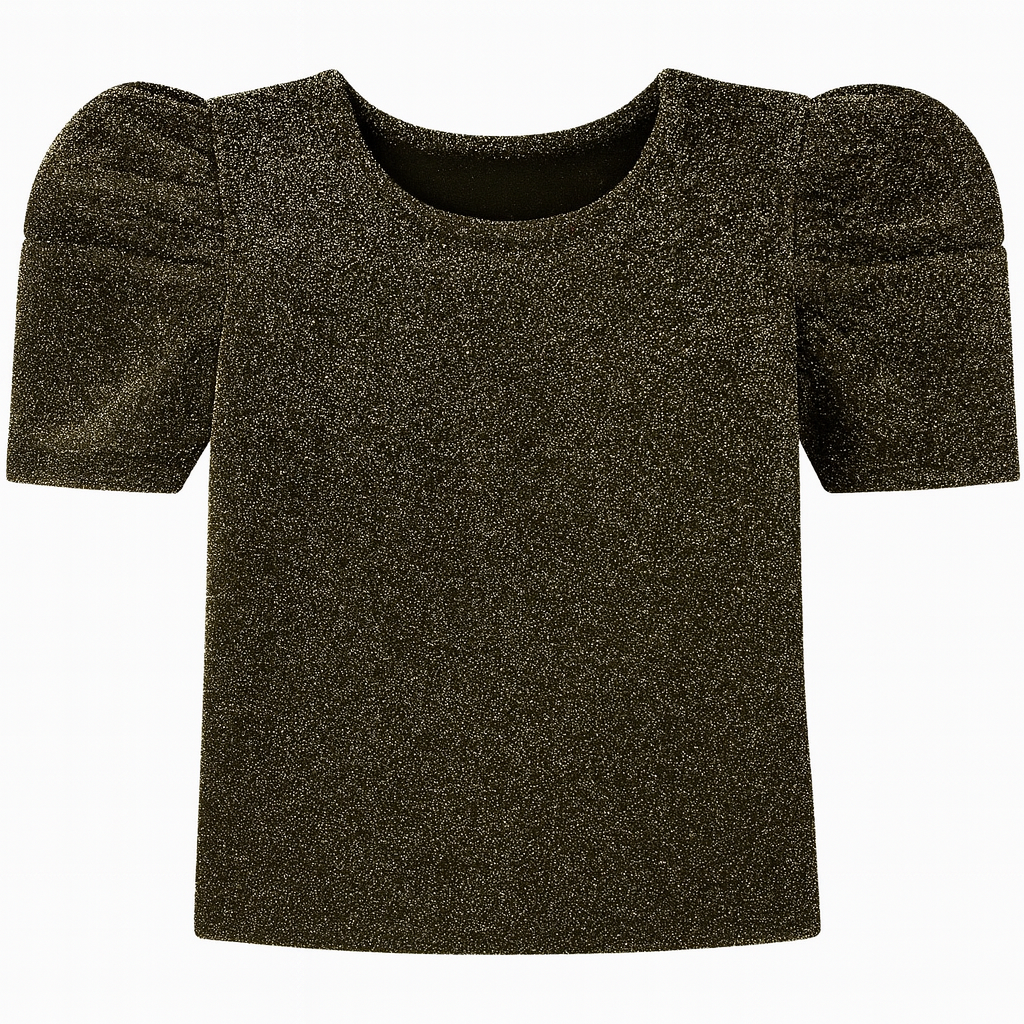 Metallic Green Puff Sleeve Baby Blouse