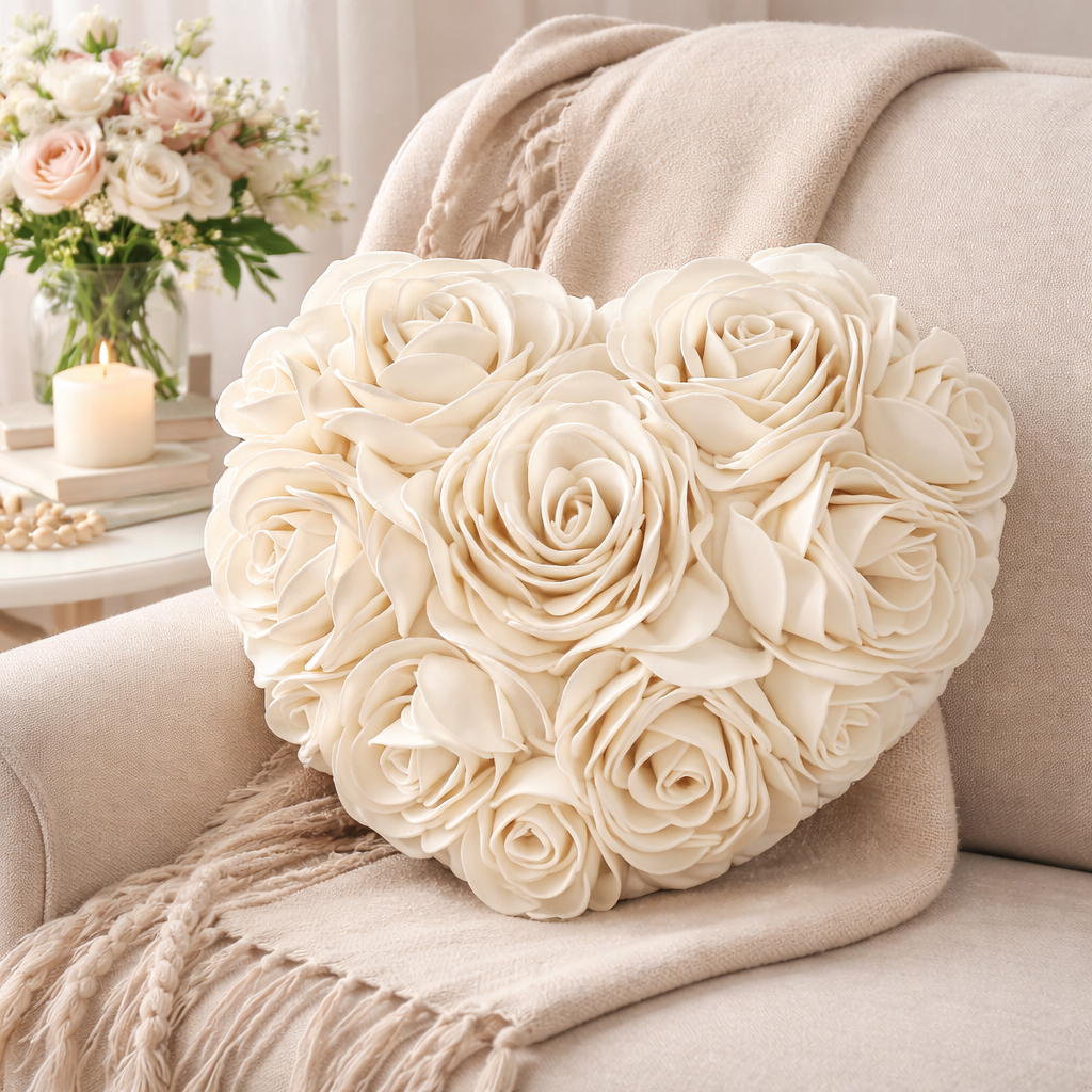 White Heart Felt Filled 13" Pillow