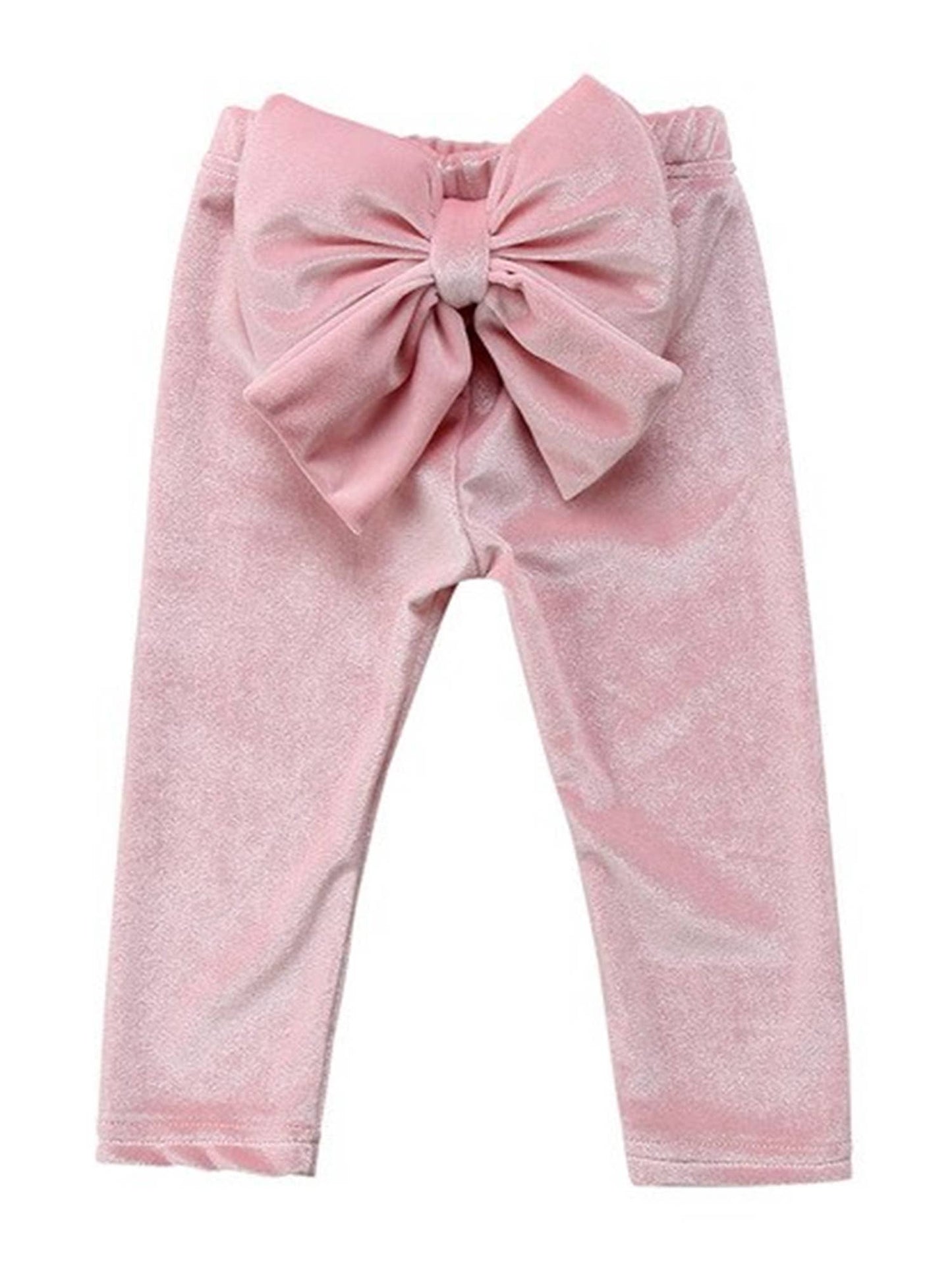 Pink Bowknot Velvet Soft Baby Leggings