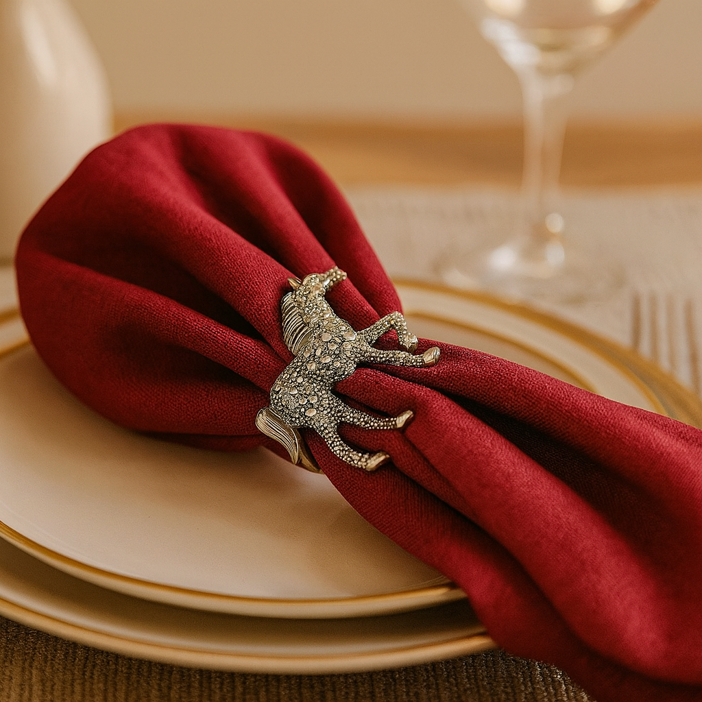 NR0086 - Bronze Bejeweled Horse Napkin Ring – Equestrian Charm